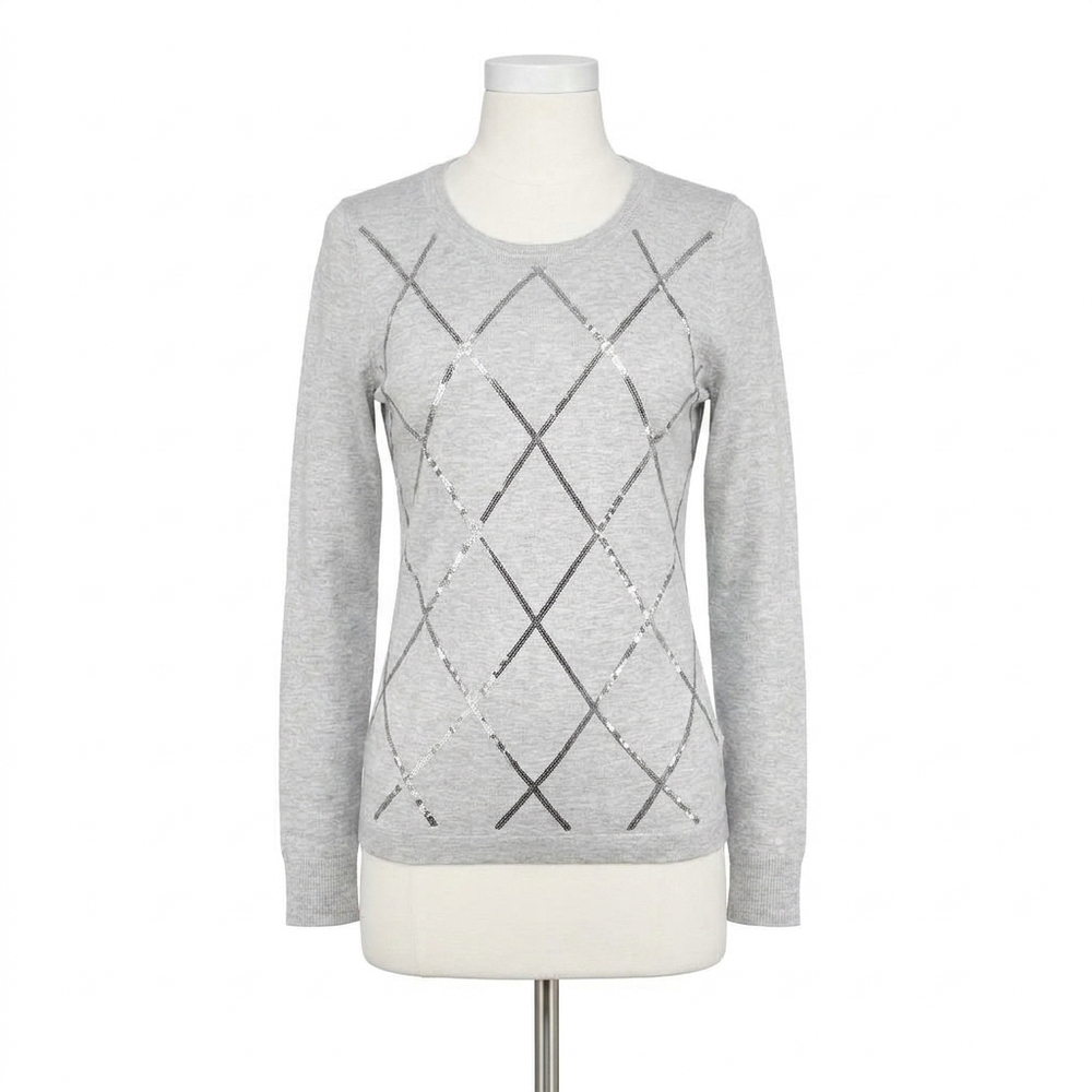 NEW J'ENVIE/ELI women's mayfair argyle sweater in smoke